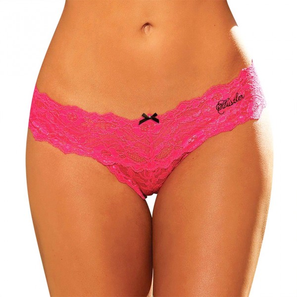 Hustler Women Crotchless Lace Sports Panty Thong